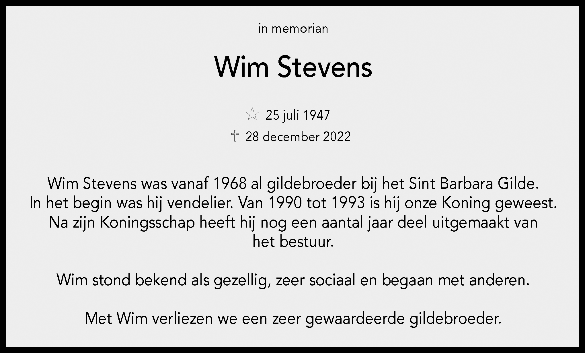in memorian Wim Stevens